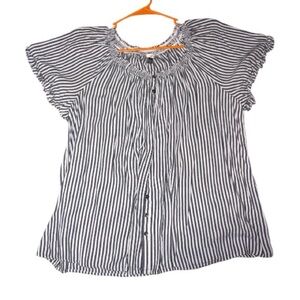 Terra & Sky Black and White Striped Kids Blouse